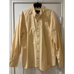Eddie Bauer mens Button Down Relaxed Fit Shirt size Large Yellow Cotton Twill